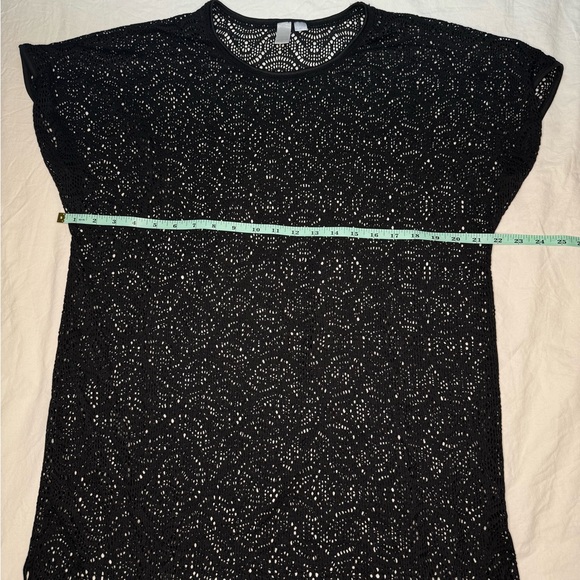 Swim Coverup Top / Dress / Crochet with Fringe Bottom / Black / X-Large / Design - Picture 5 of 6